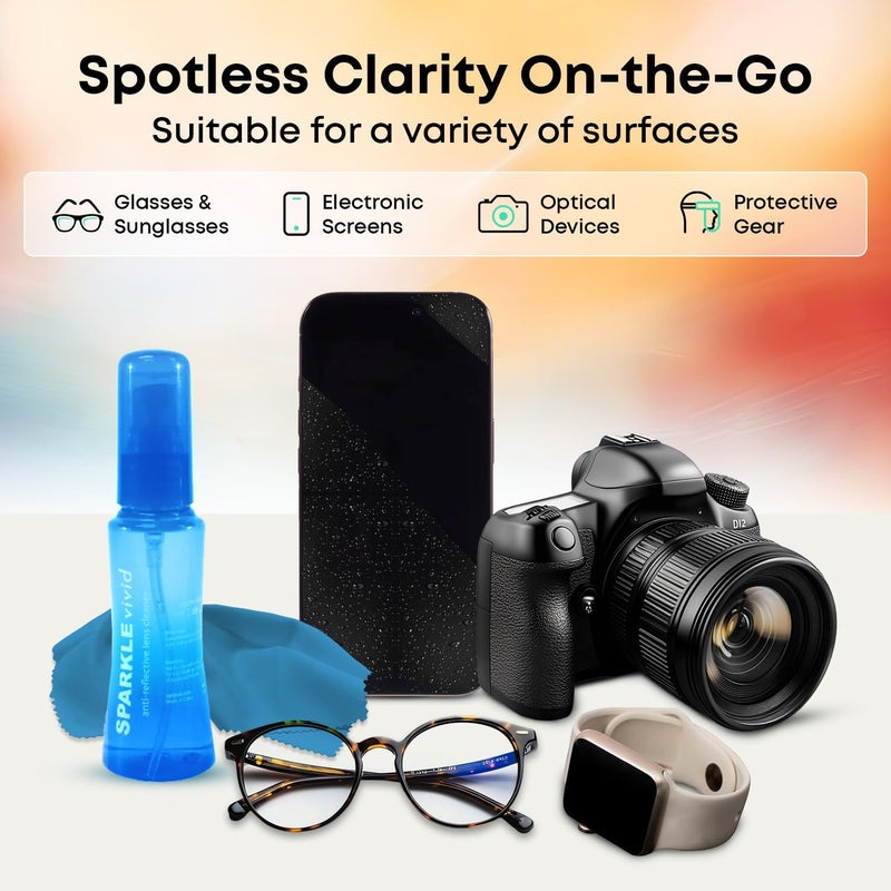 OPTIPAK Sparkle Vivid Anti-Reflective Safe Lens Cleaner Spray Kit - (2) 2oz Glasses Cleaner Spray & (2) Microfiber Cloth for Eyeglasses, Sunglasses, Lenses, Screens and Camera Cleaning Kit (4 Piece Set) - Image 2